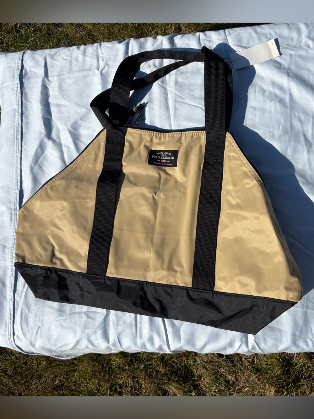 Ralph Lauren Vintage with Tags Polo Jeans Co. Tan and Black Duffel - Picture 9 of 10